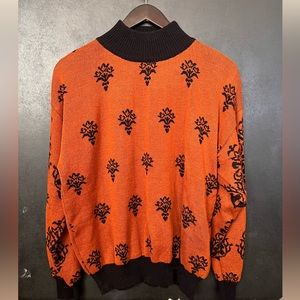 Vintage Black and Orange Turtleneck Sweater
